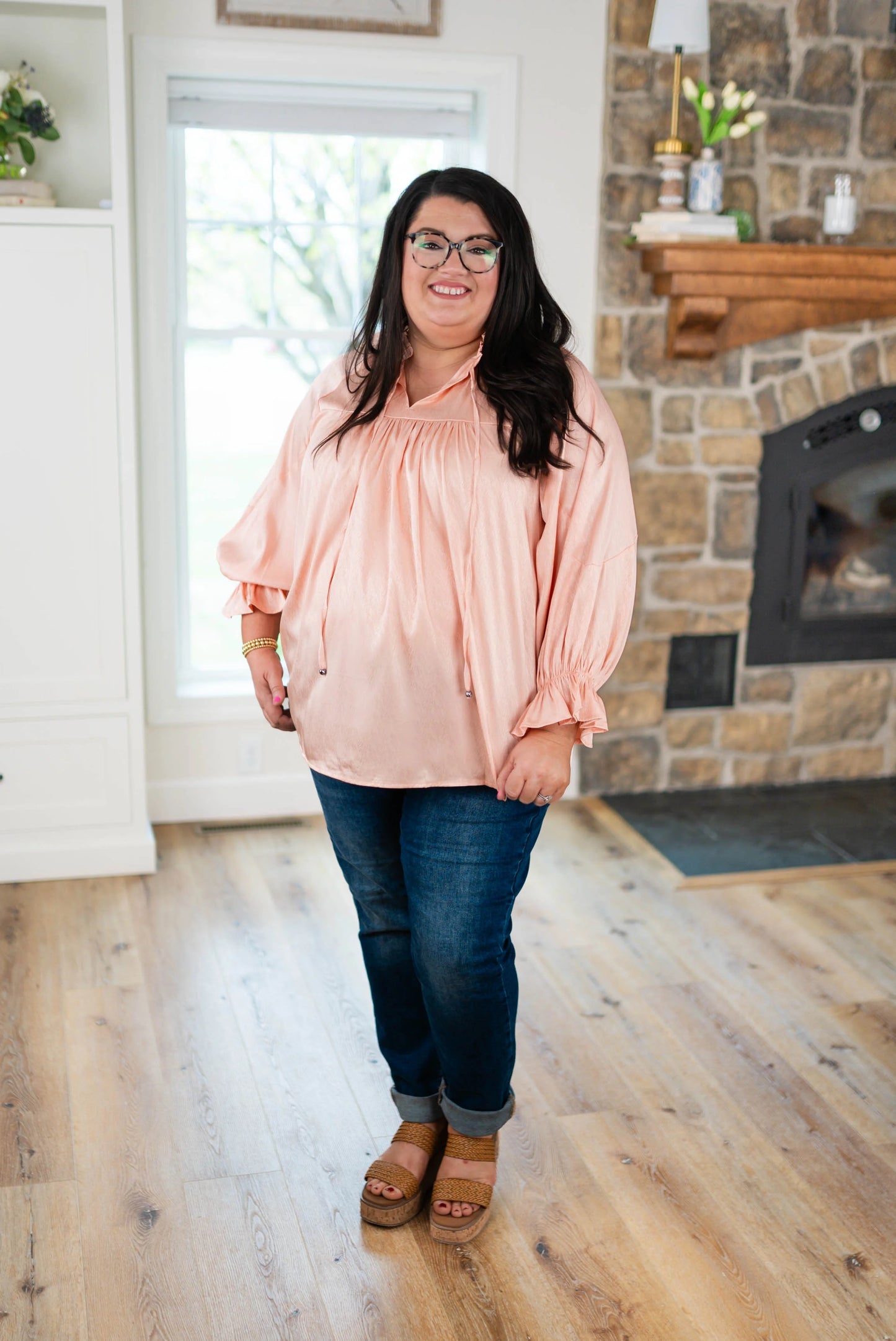 Satin Frill Tie Neck Blouse *Final Sale*