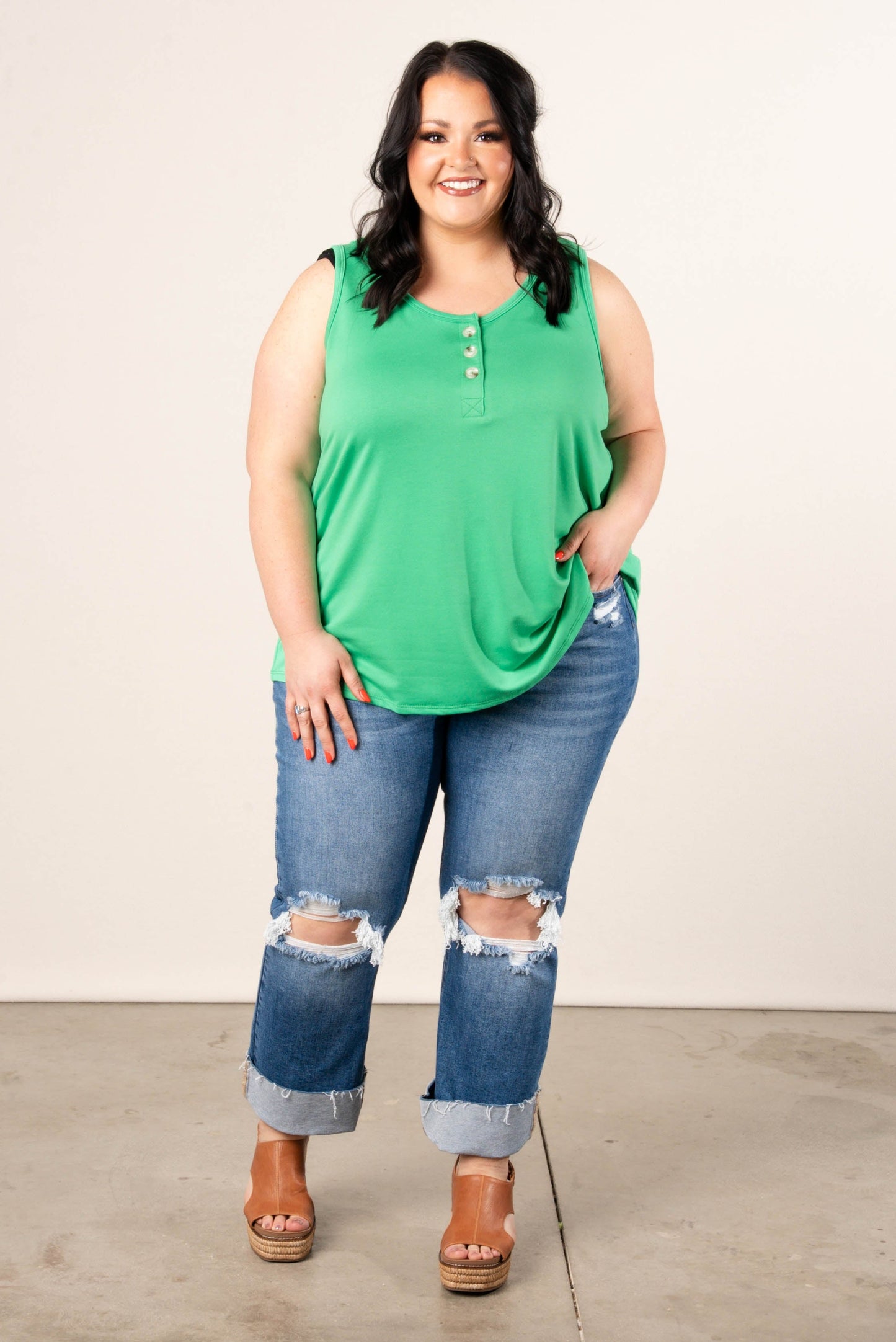 Relaxed Fit Henley Tank *Final Sale*