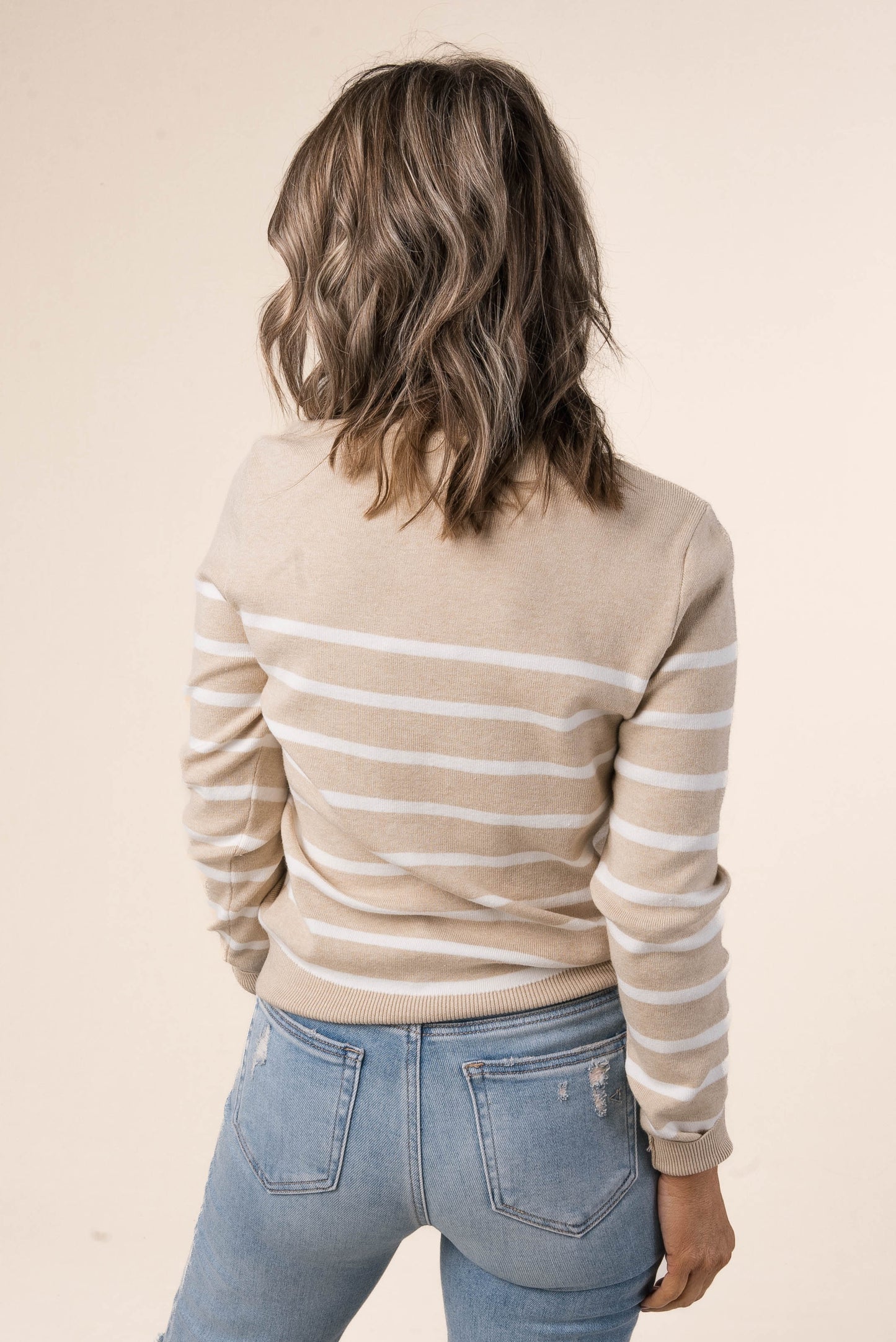 Striped Scallop Neck Sweater