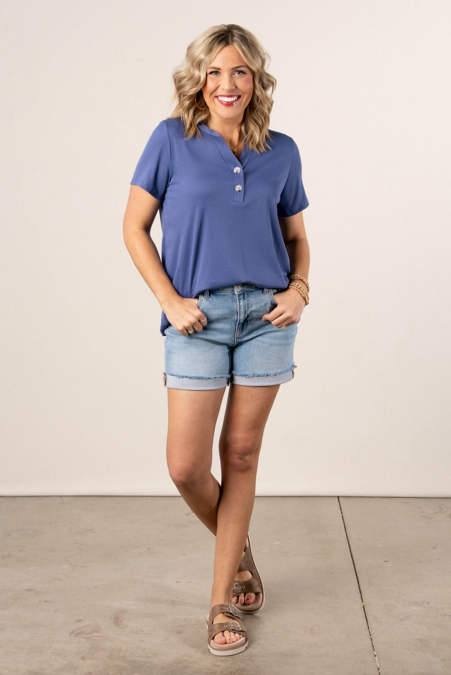 Ribbed Henley Top