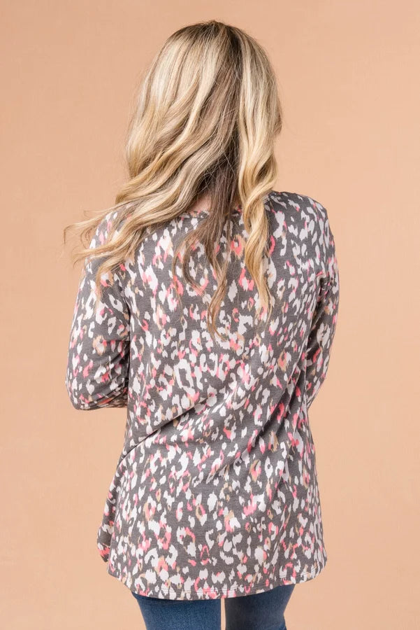Leopard Top Stitch Top *Final Sale*