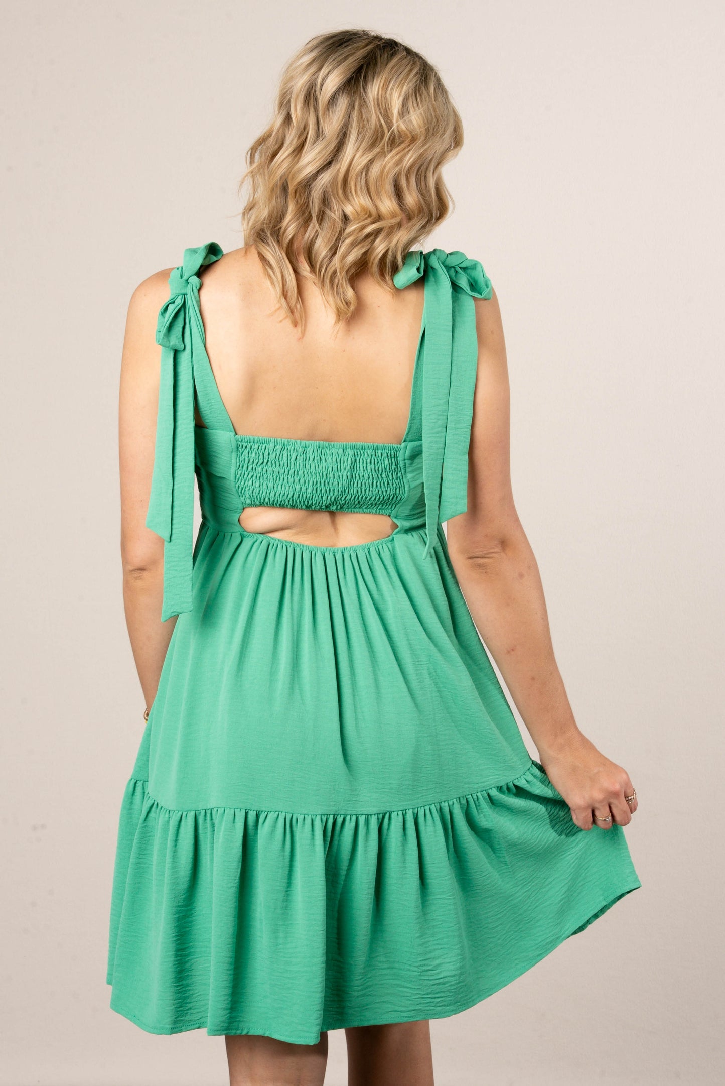 Crinkled Tie Shoulder Dress