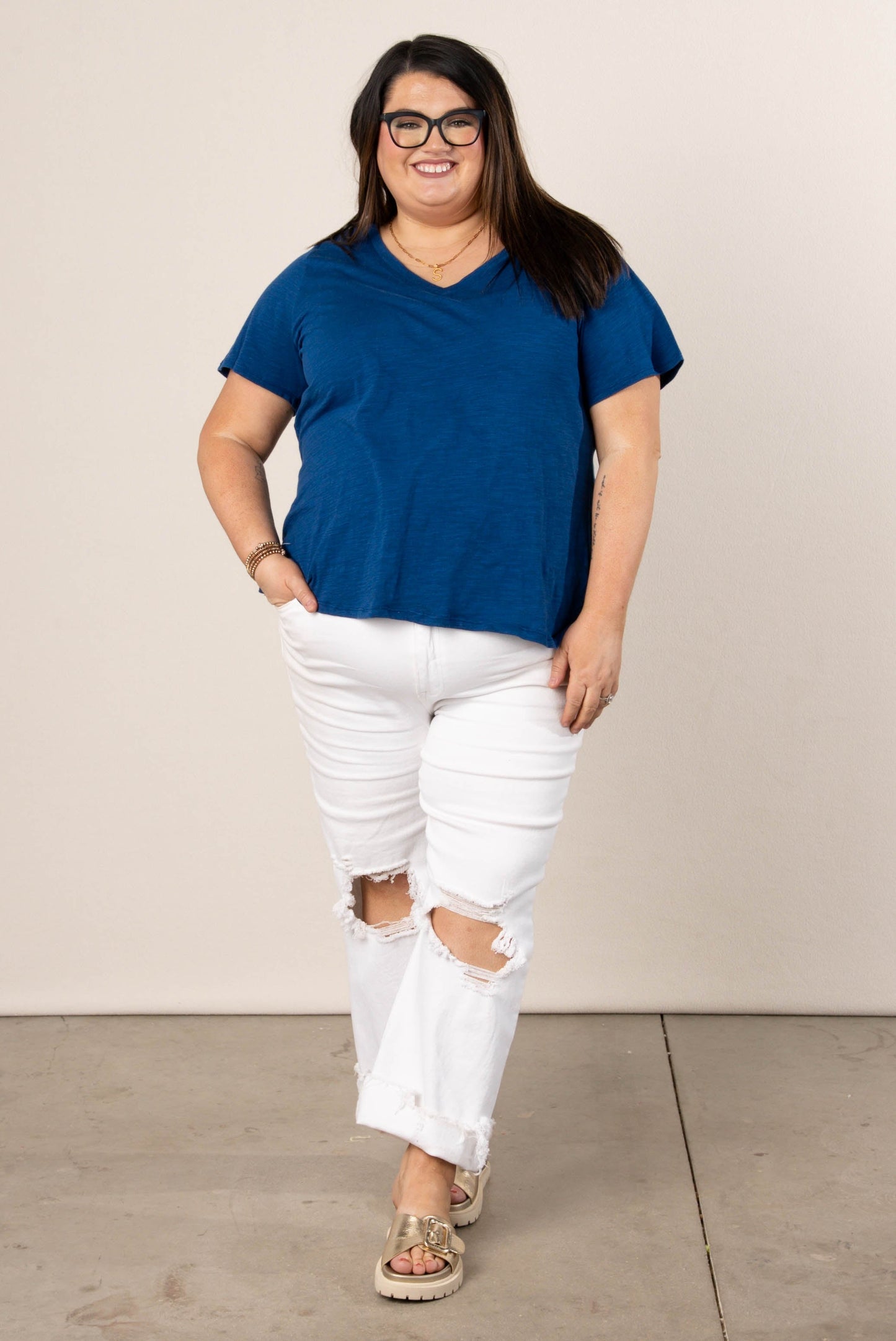 Slub Knit V-Neck Tee *Final Sale*