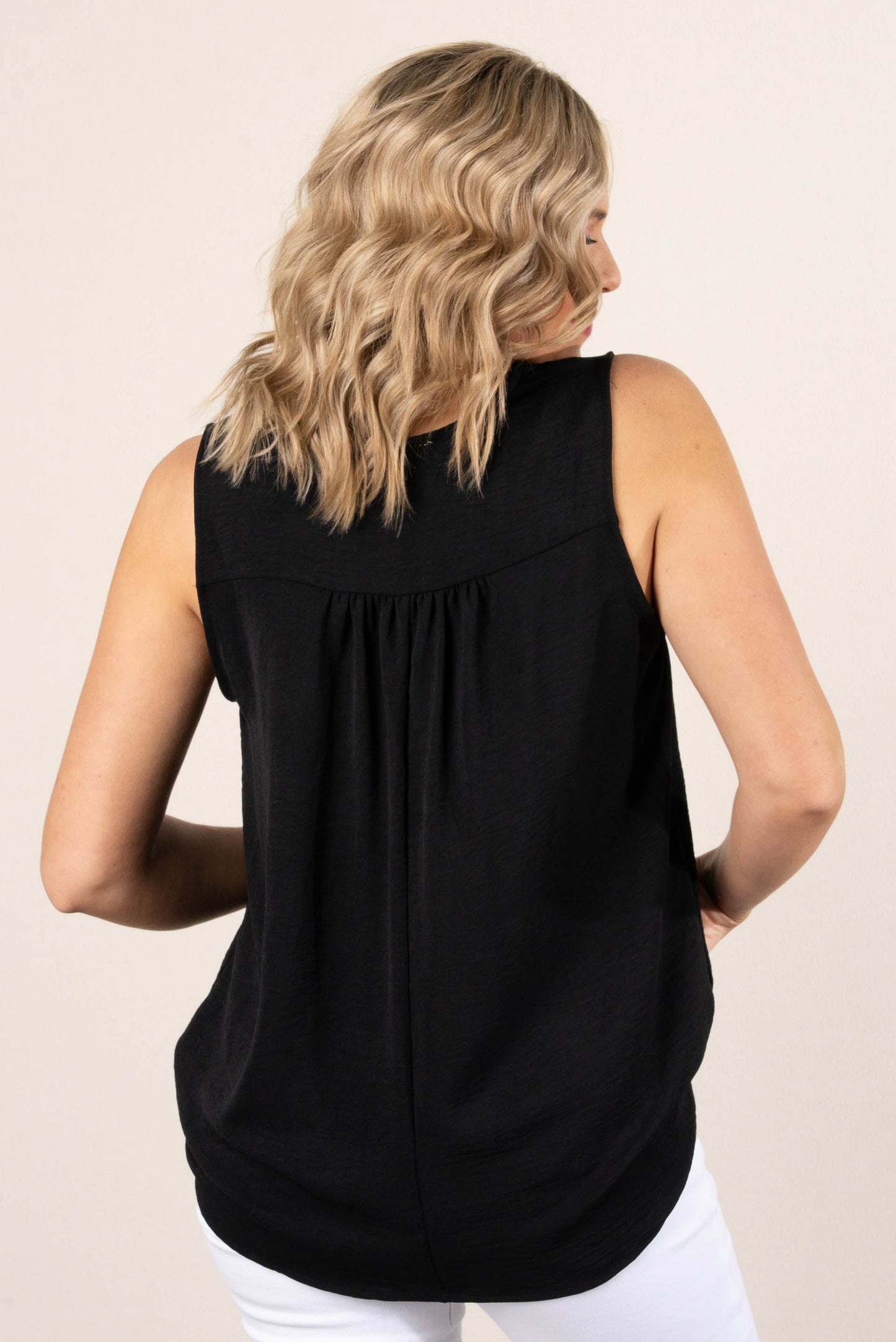 Pleat Front Sleeveless Blouse *Final Sale*