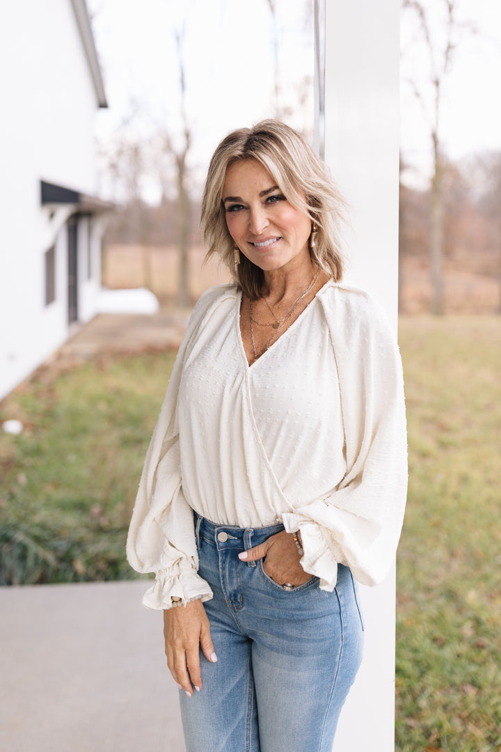 Raised Knit Surplice Bodysuit *Final Sale*