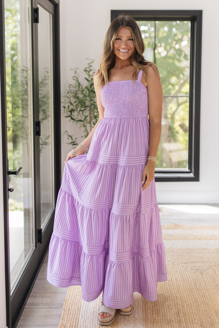 Multi Striped Smocked Maxi Dress
