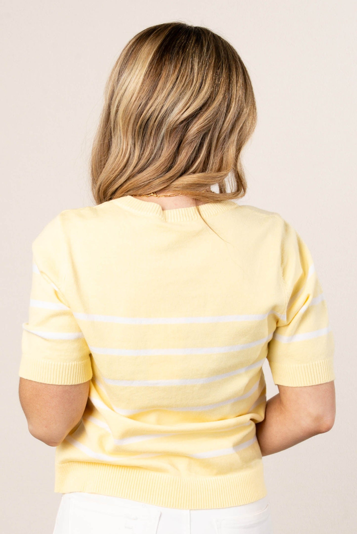 Lightweight Striped Sweater - Lemon