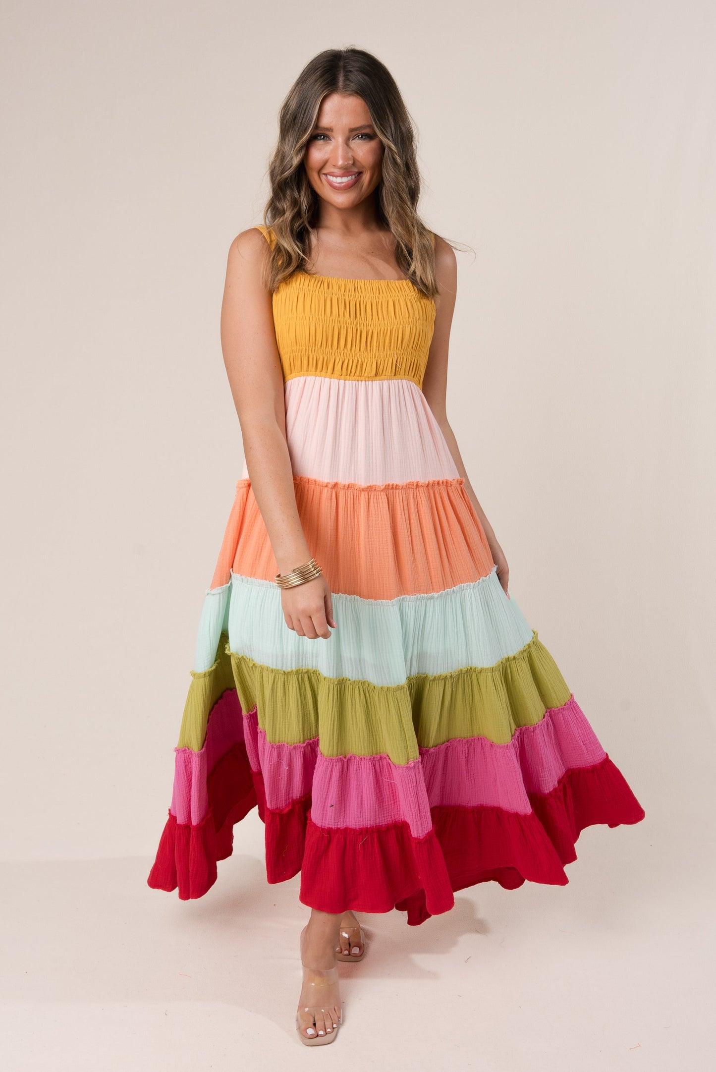 Gauze Knit Rainbow Sundress