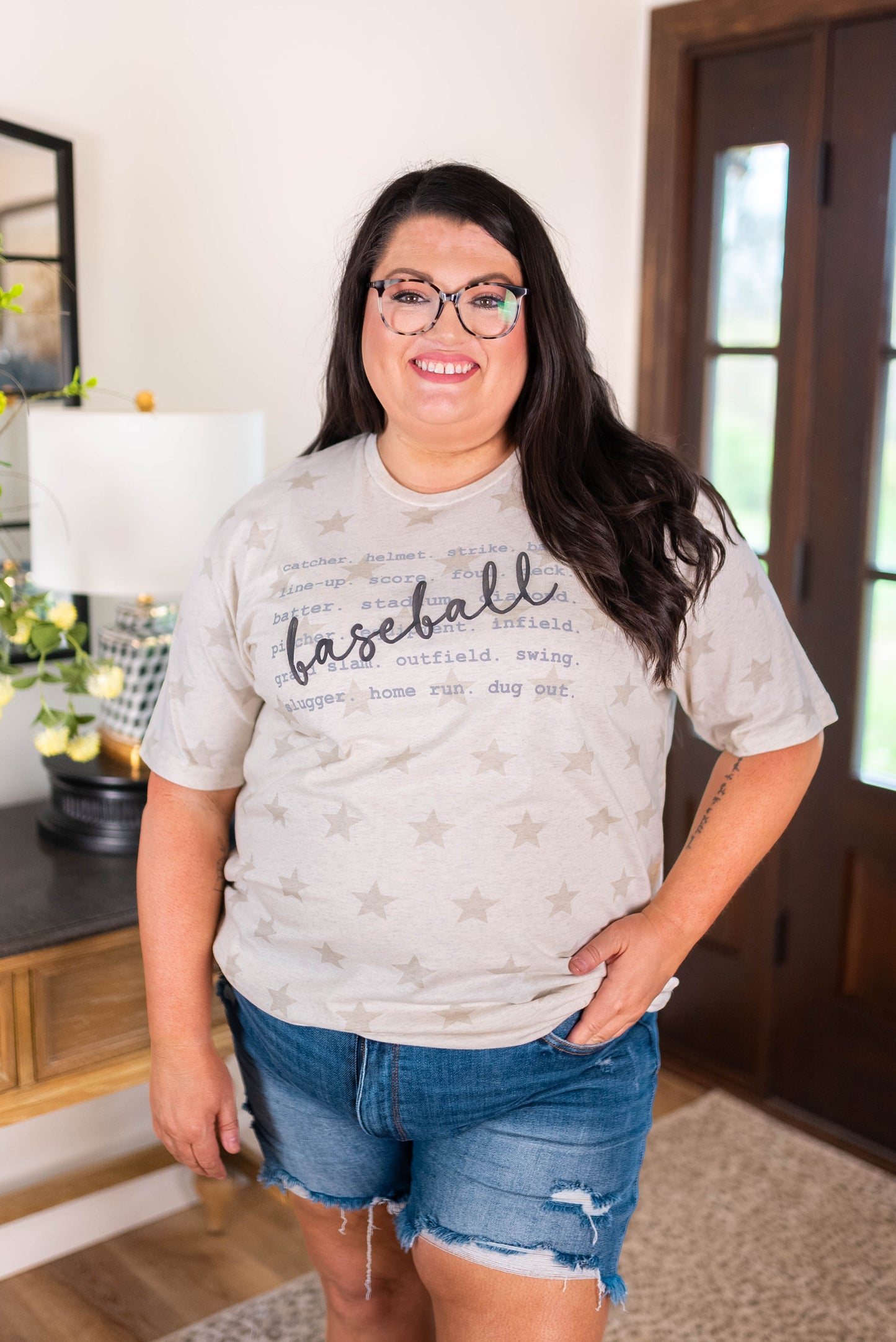 Star Print Baseball Chatter Graphic Tee *Final Sale*