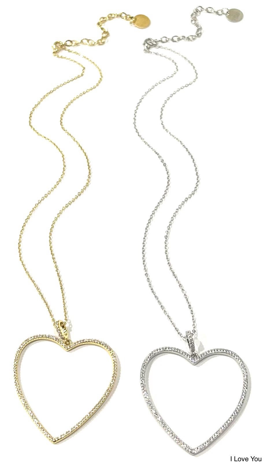I Love You Pave Heart Necklace