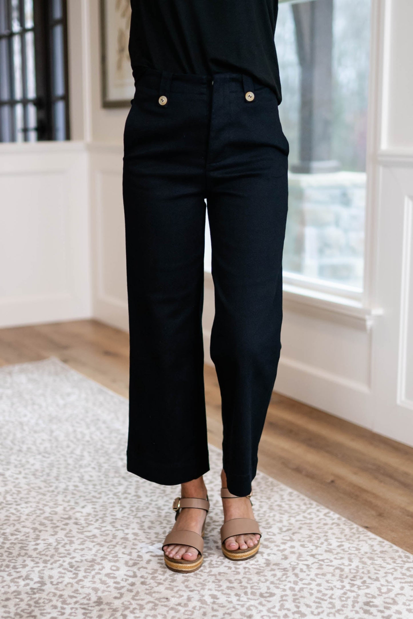 High Waist Wide Leg Crop Pants