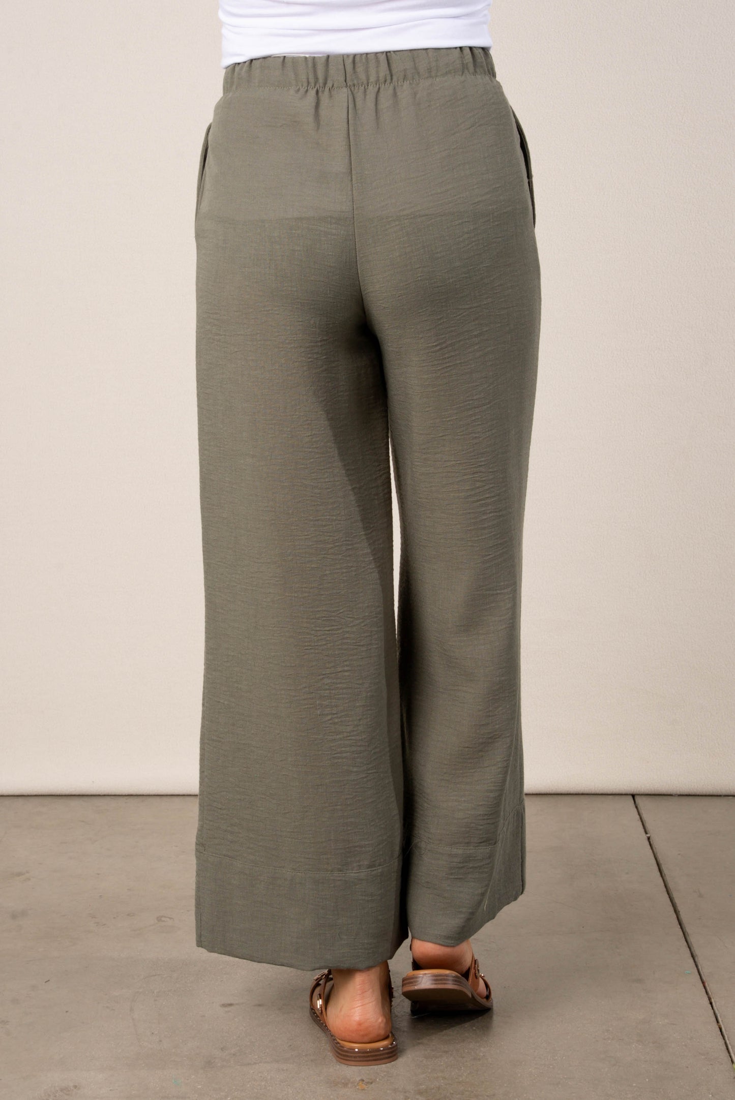 Textured Drawstring Palazzo Pants