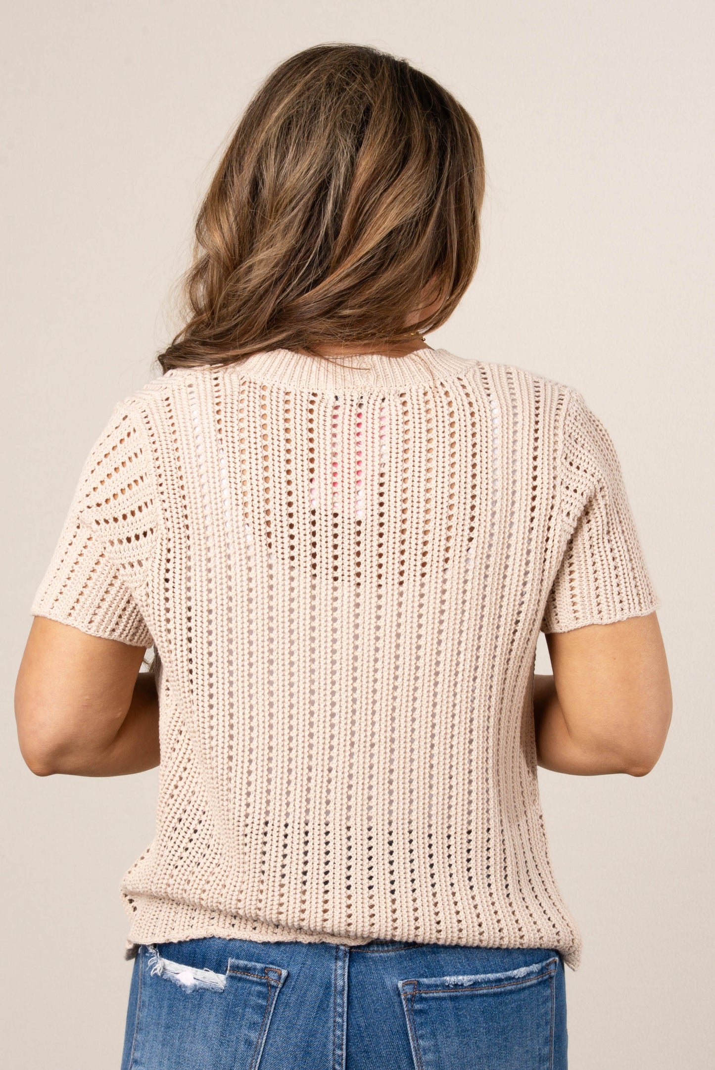 Open Knit Button Up Sweater