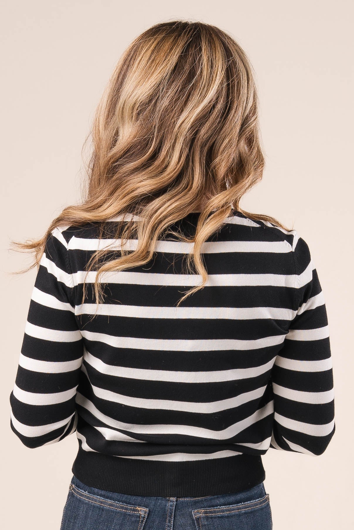 Striped Gold Button Sweater Cardigan