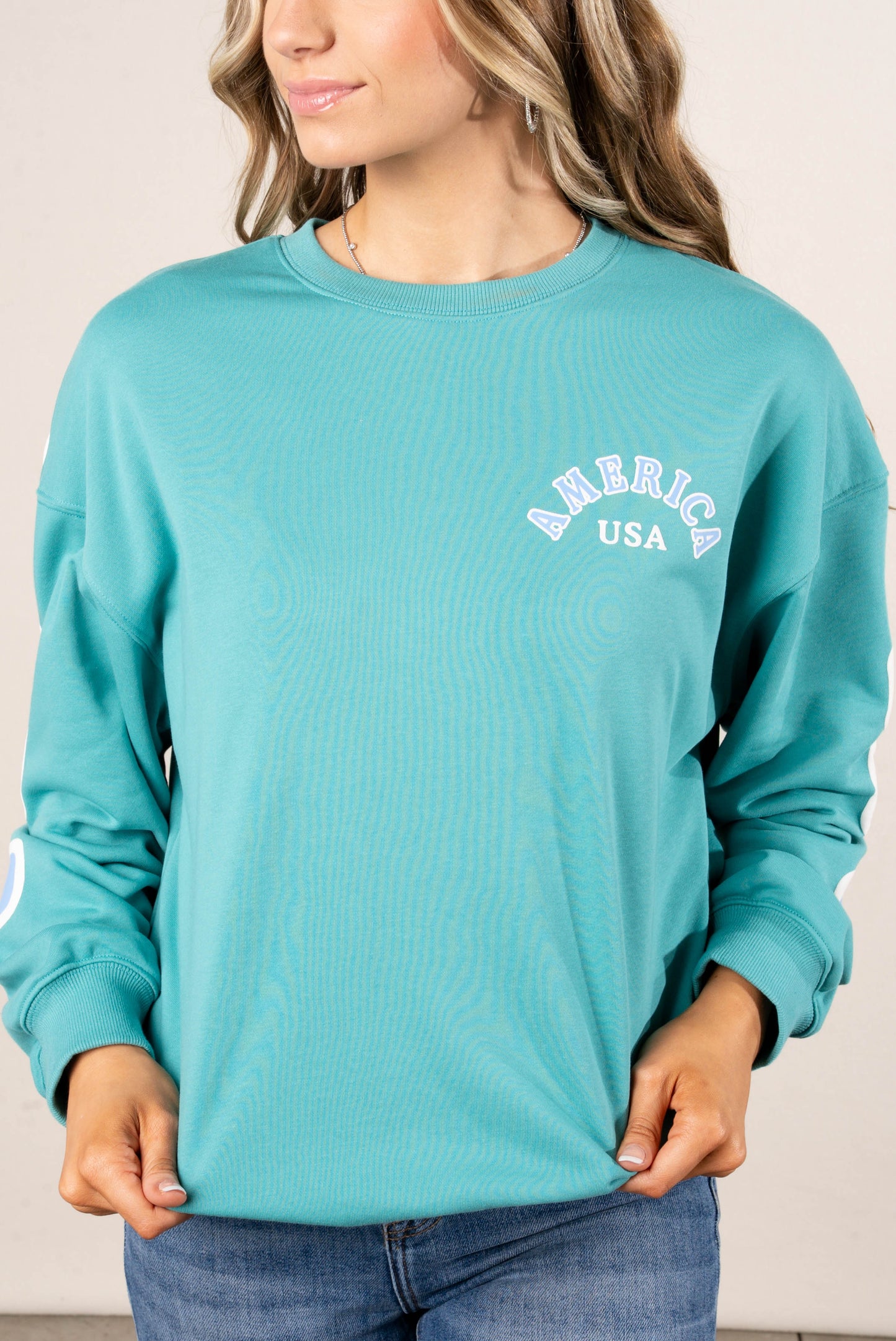 America Drop Shoulder Graphic Sweatshirt