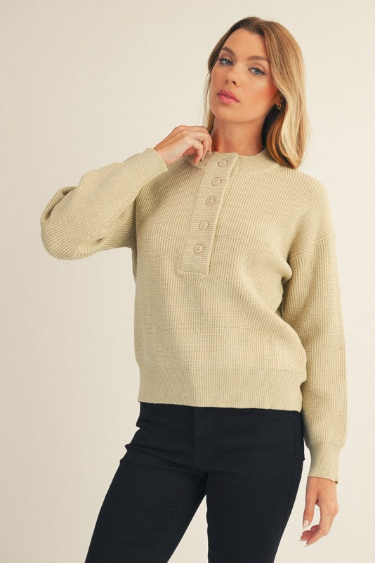Ribbed Henley Sweater
