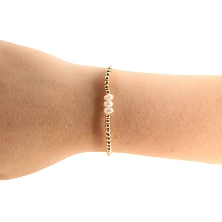 Beaded Blondes | Harper Pearl Bracelet in Gold