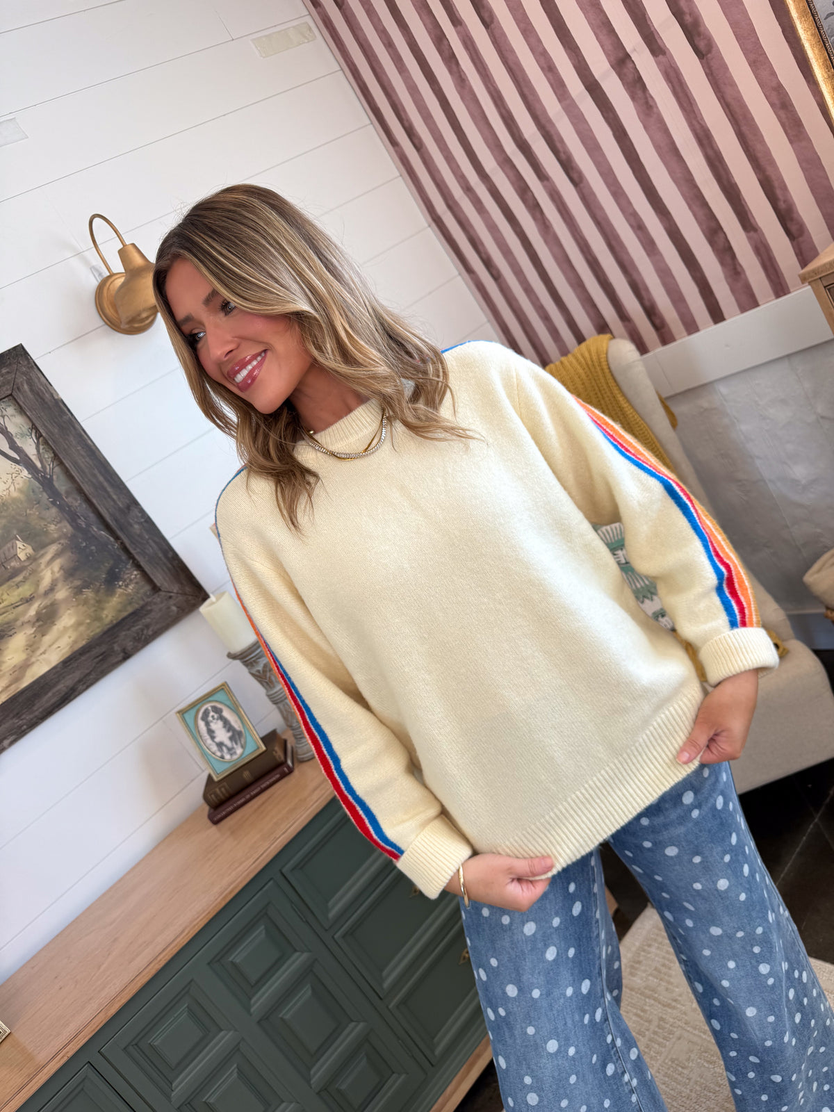 Pot Of Gold Striped Sleeve Sweater