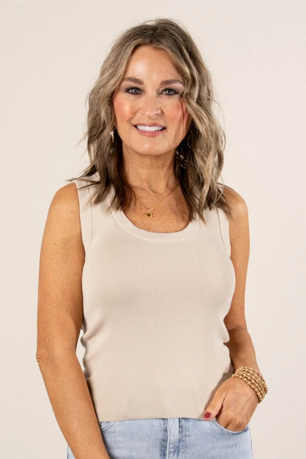 Ribbed Scoop Neck Tank