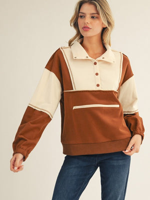 Color Block Half Snap Pullover