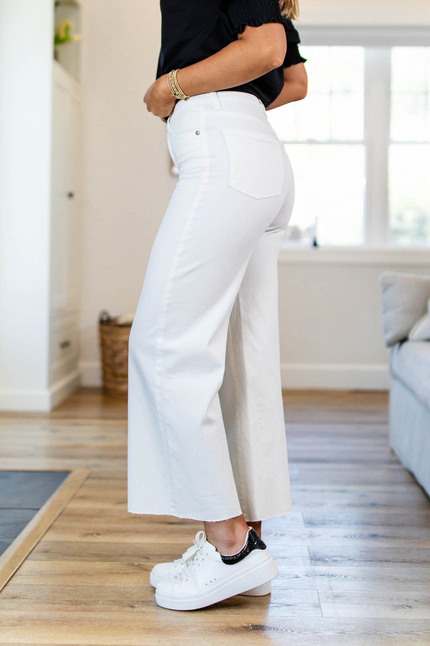 Twill High Waist Wide Leg Pants