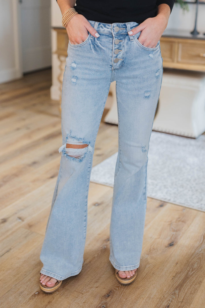 Risen Denim | Andrea Mid Rise Flare Jeans