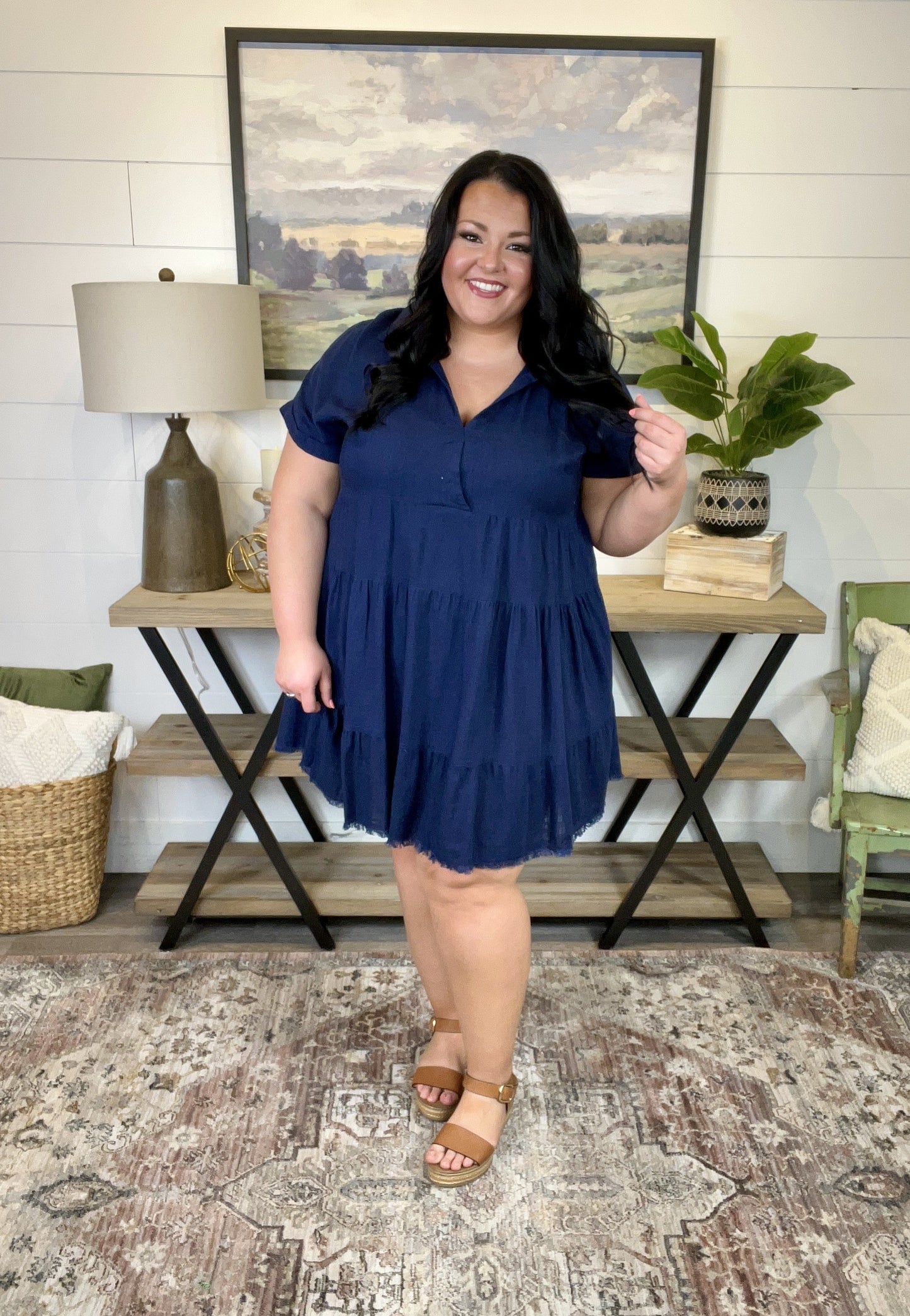 Linen Tiered Babydoll Dress