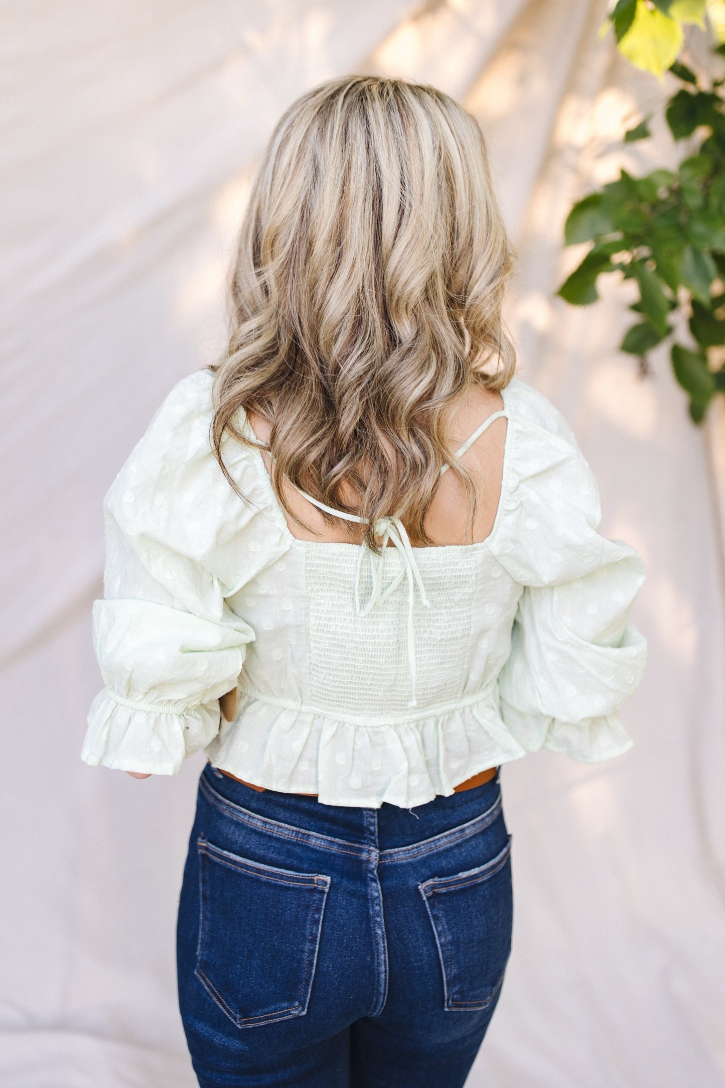 Textured Dot Tie Back Peplum Top *Final Sale*