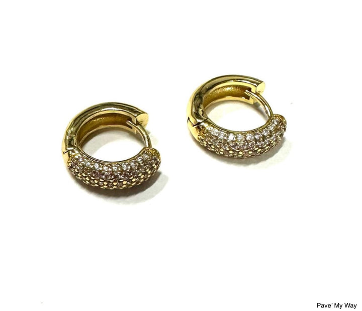 Pave My Way Huggie Earrings