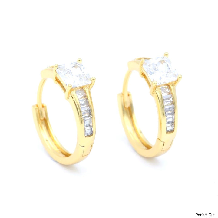 Perfect Cut CZ Baguette Huggie Earrings