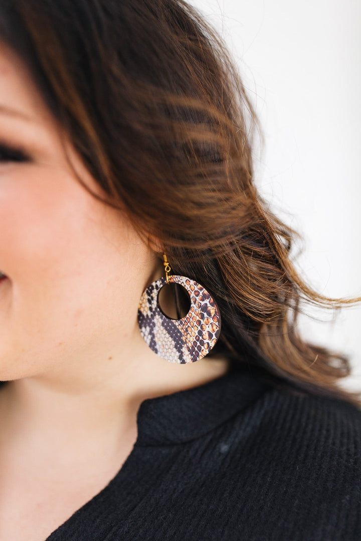 Round Animal Print Dangle Earrings *Final Sale*