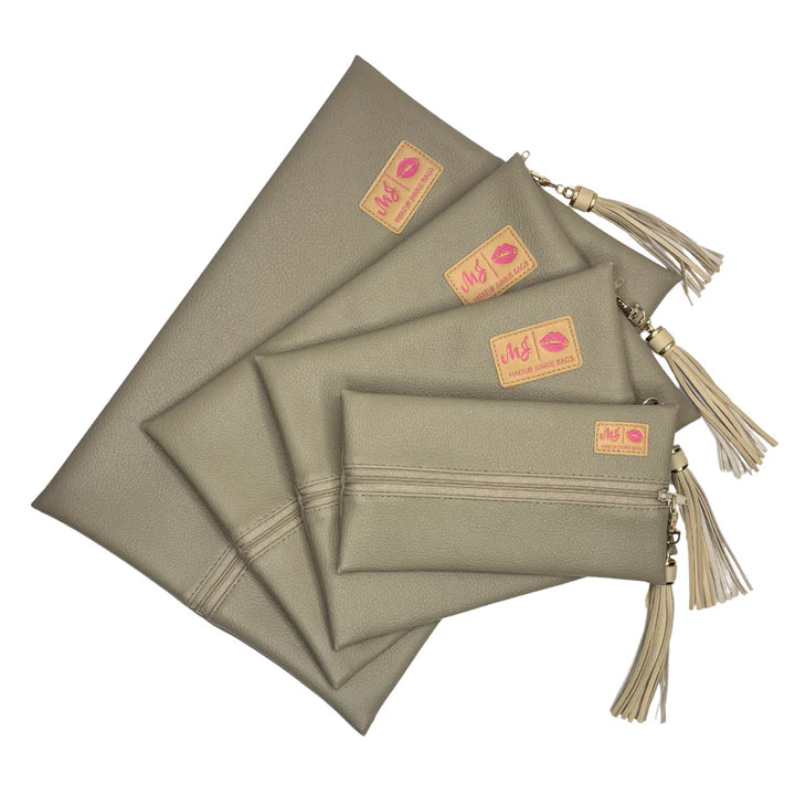 Makeup Junkie | Taupe Notch Bags