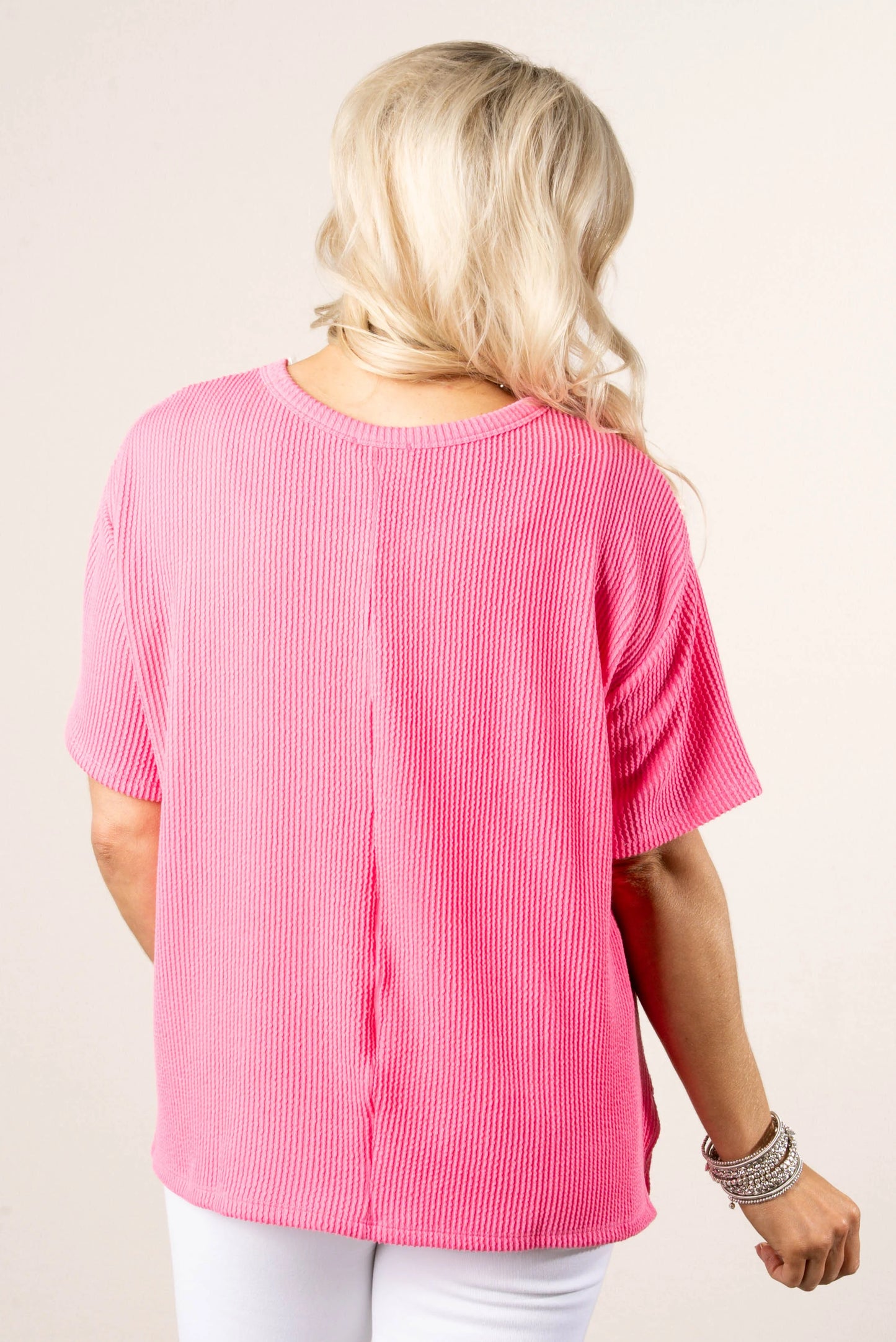 Ribbed Drop Shoulder Pocket Top