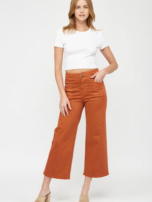 Mica Denim | Raya High Rise Crop Wide Leg Jeans