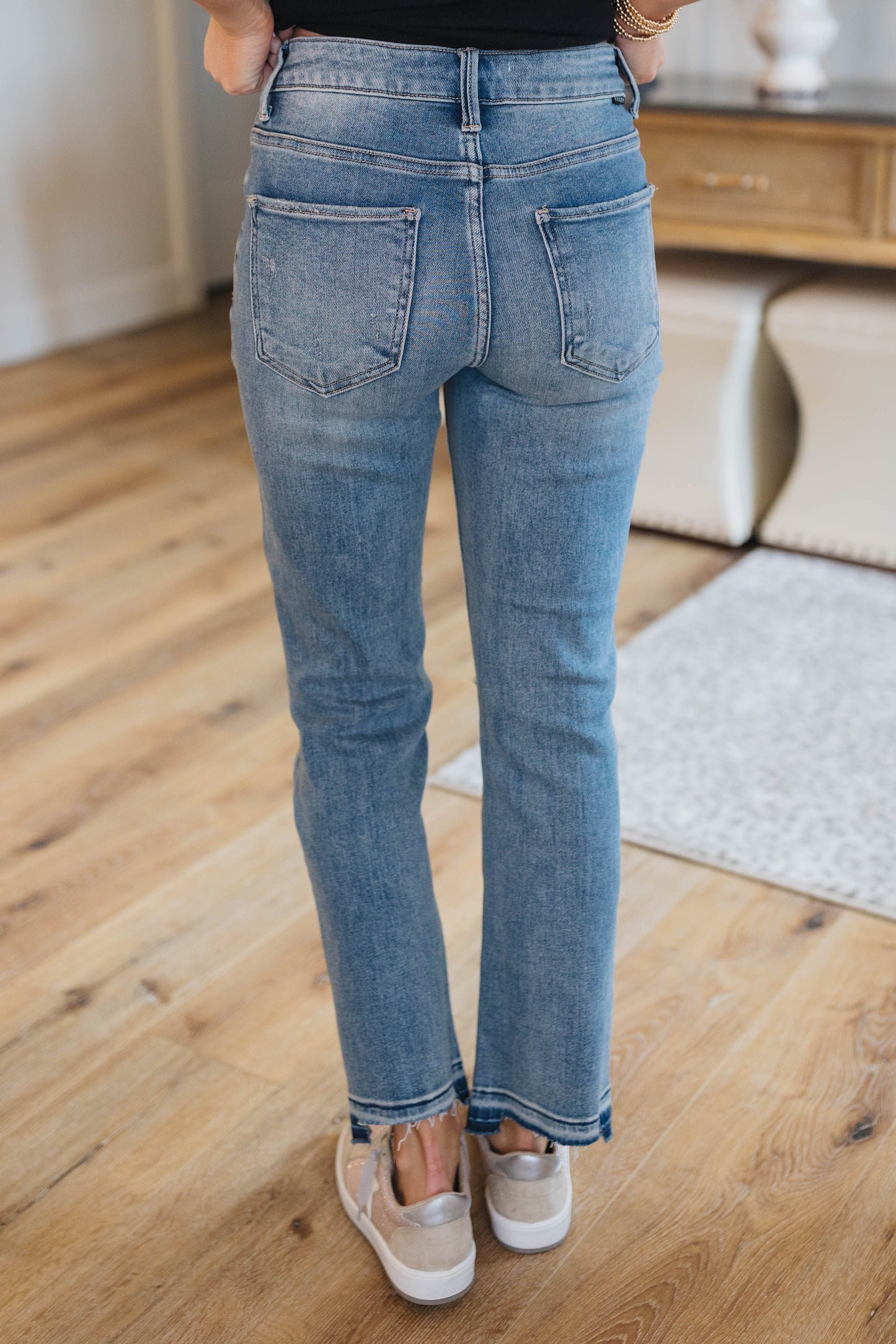 Risen High Rise Crop Straight Leg Jeans