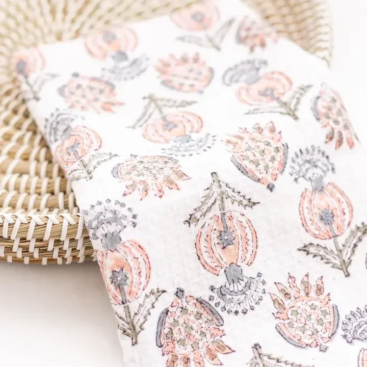 Floral Waffle Knit Tea Towel