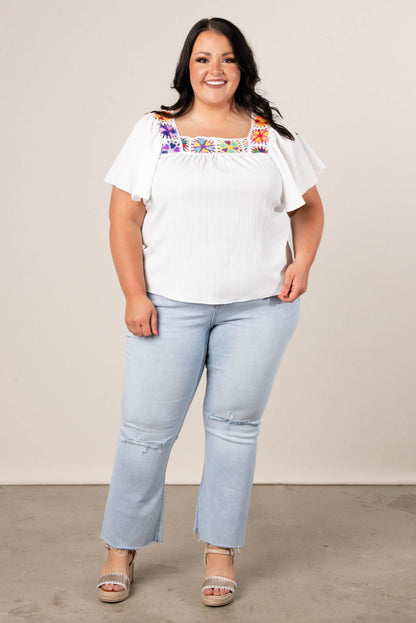 Georgia Mae Crocheted Square Neck Top