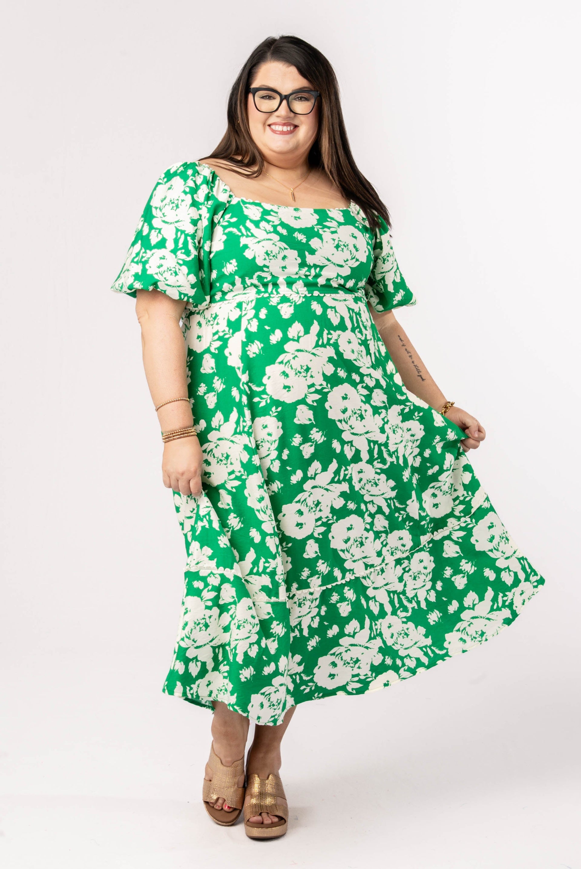 Floral Lace Trimmed Midi Dress – Glamour Farms Boutique
