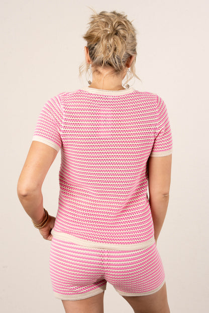 Striped Sweater Top + Shorts Set
