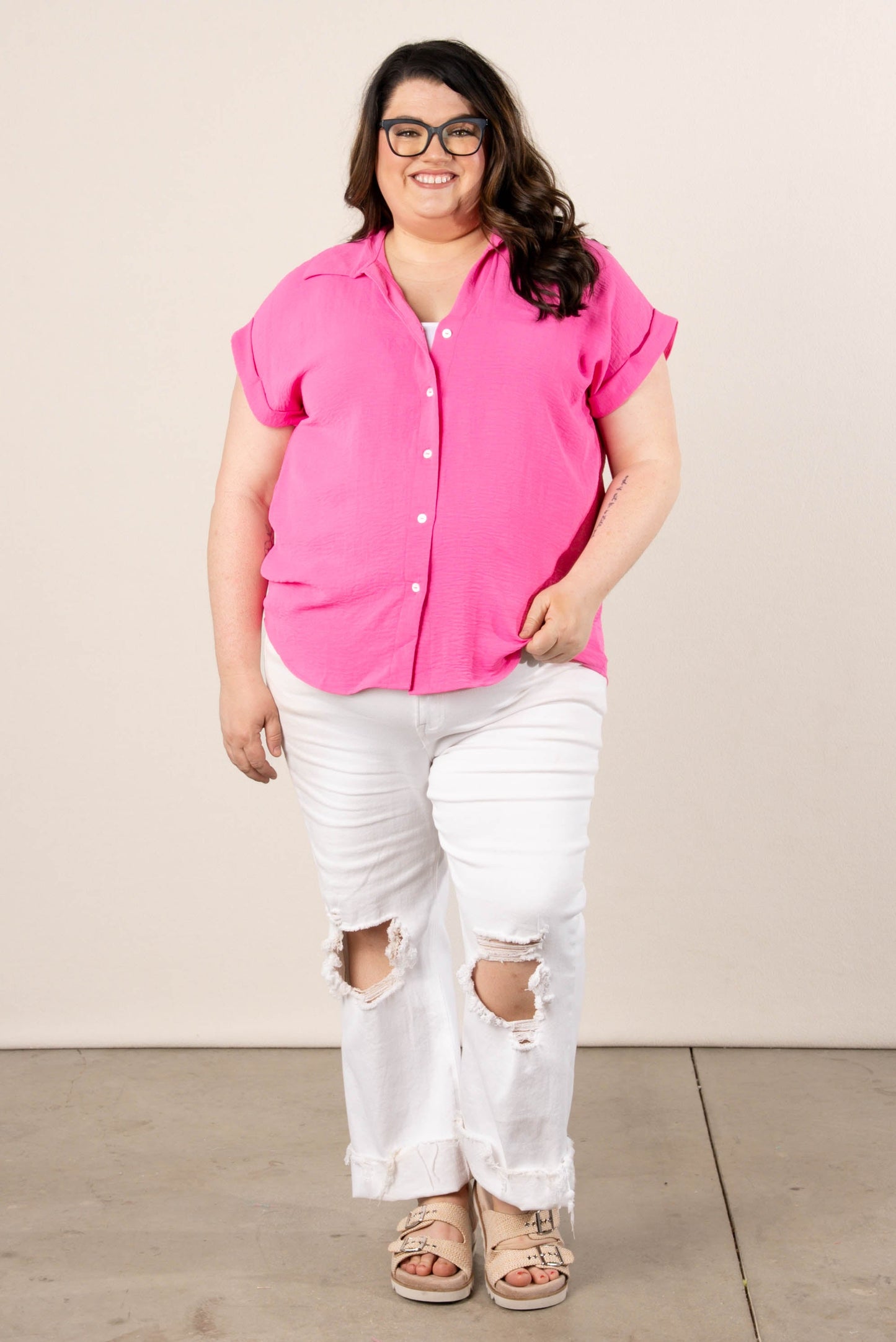 Crinkle Knit Hi-Lo Shirt