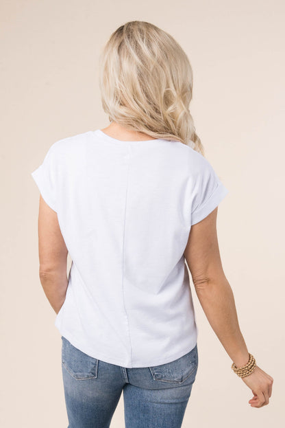 Slub Knit Cuffed Sleeve Top