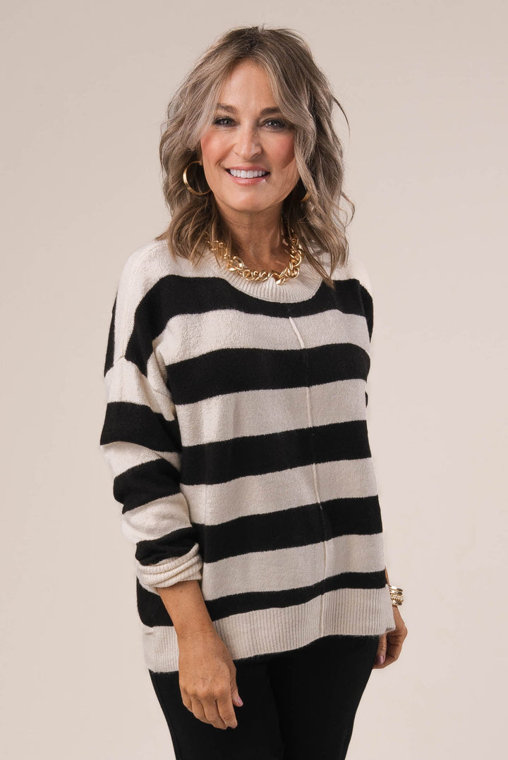Striped Front Seam Sweater