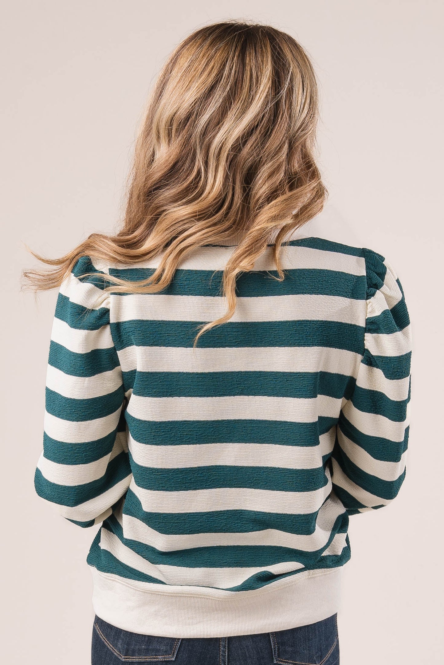 Striped Pleated Shoulder Top