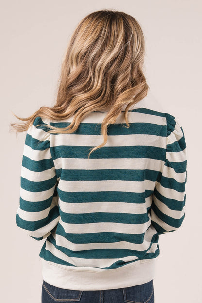 Striped Pleated Shoulder Top