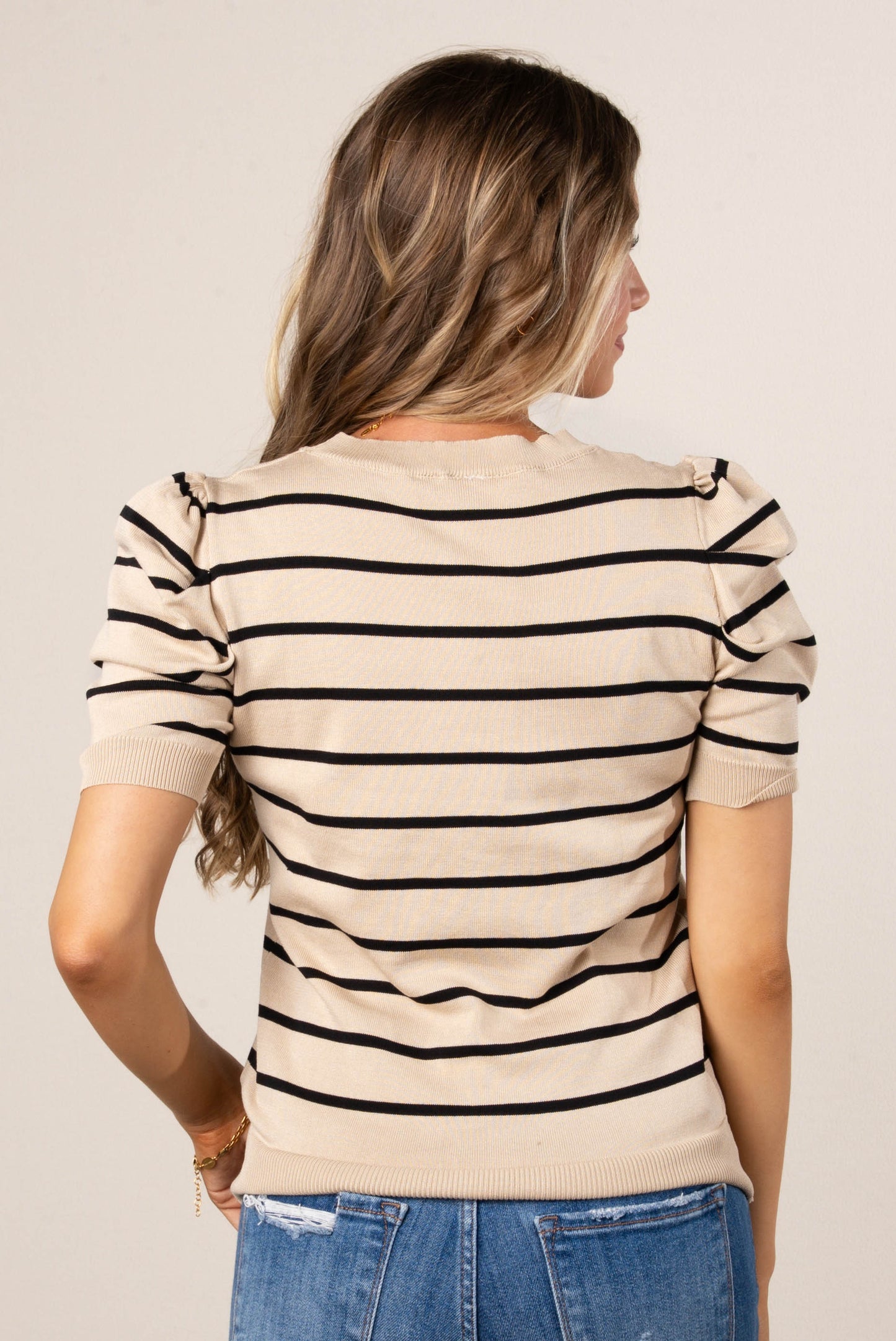 Georgia Mae Striped Puff Sleeve Sweater