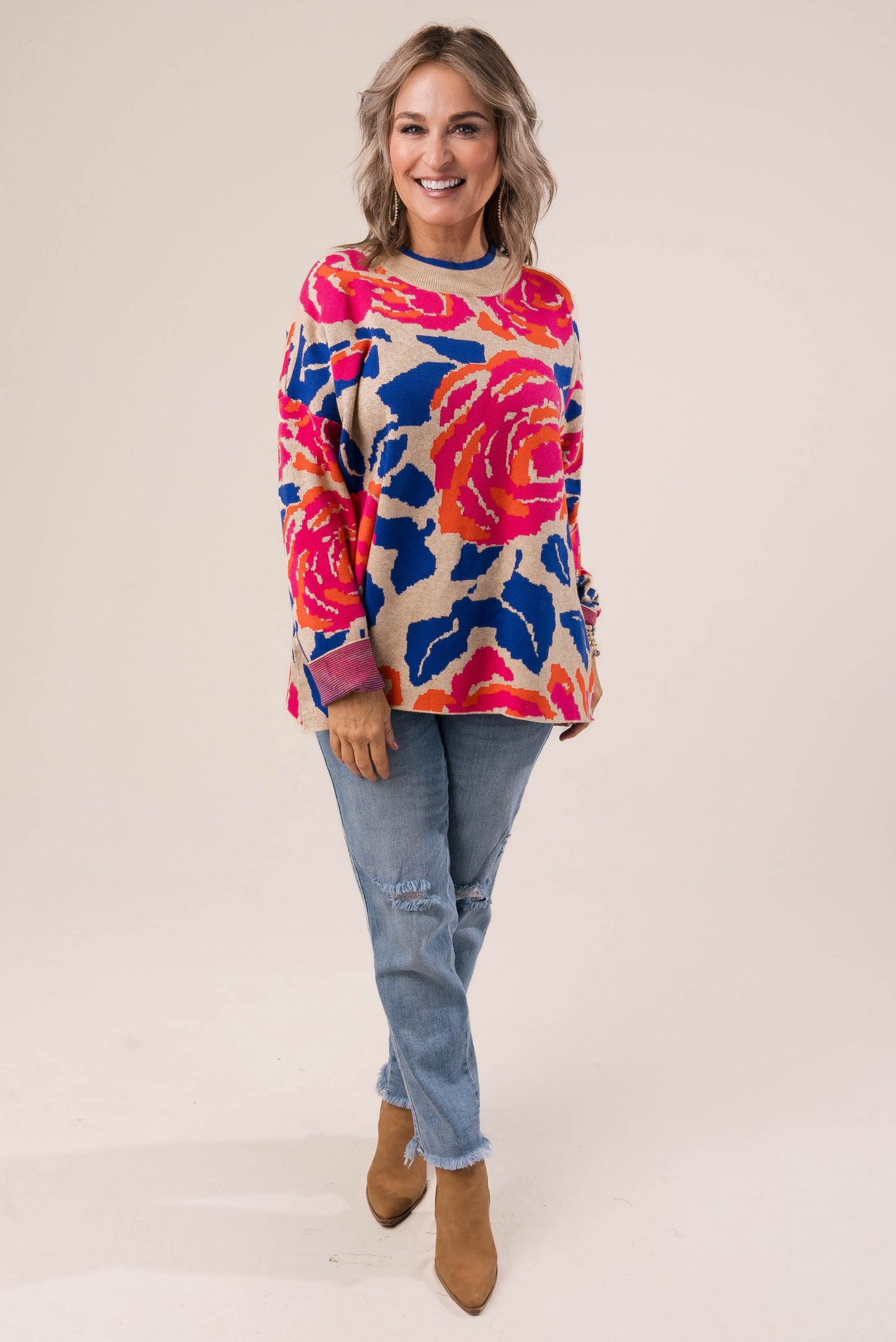 Floral Mock Neck Sweater *Final Sale*