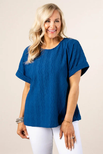 Raised Wavy Knit Dolman Top *Final Sale*