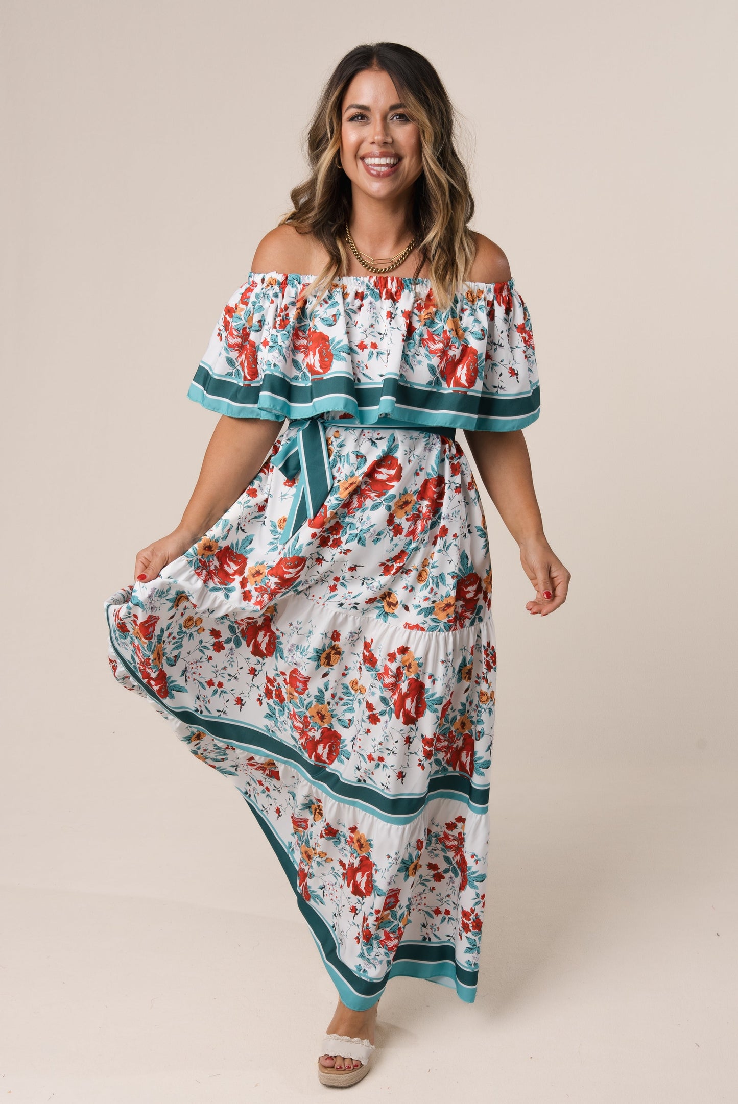 Floral Off Shoulder Maxi Dress