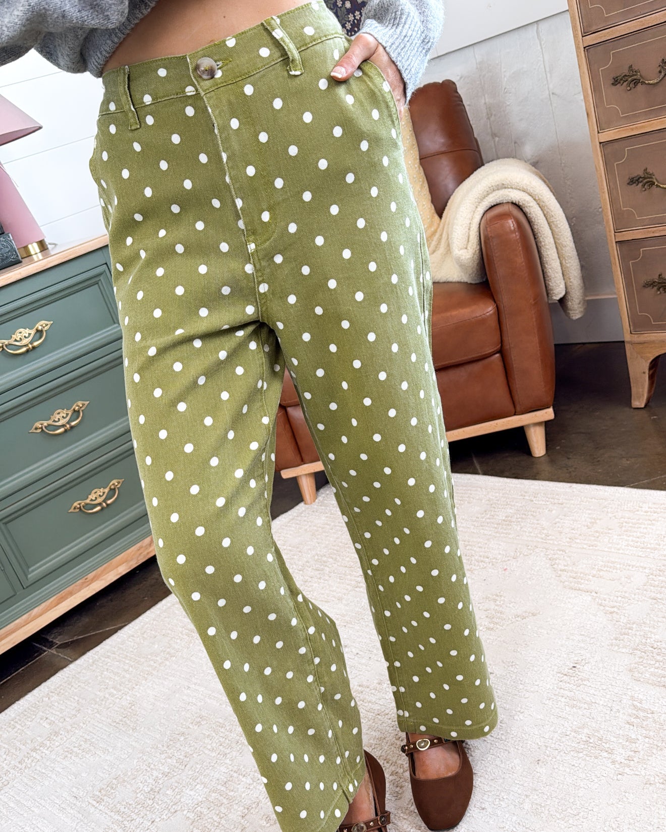 Pretty Woman Polka Dot Twill Pants