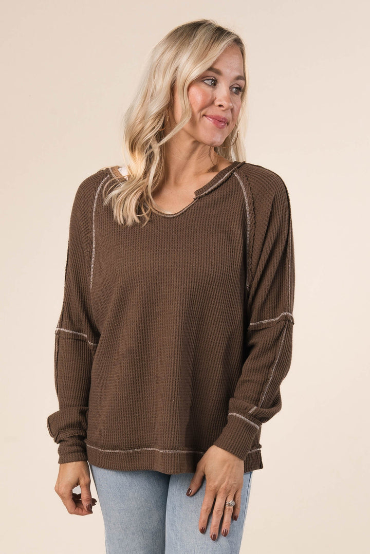 Waffle Knit Top Stitch Top *Final Sale*
